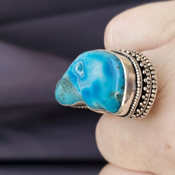 New Overzized Solar Quartz Agate 925 Silver Statement Ring. - Picture 7 of 16